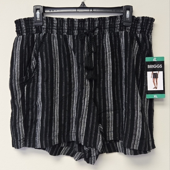 Briggs Linen Blend Short Black White Stripe XL - Picture 4 of 12